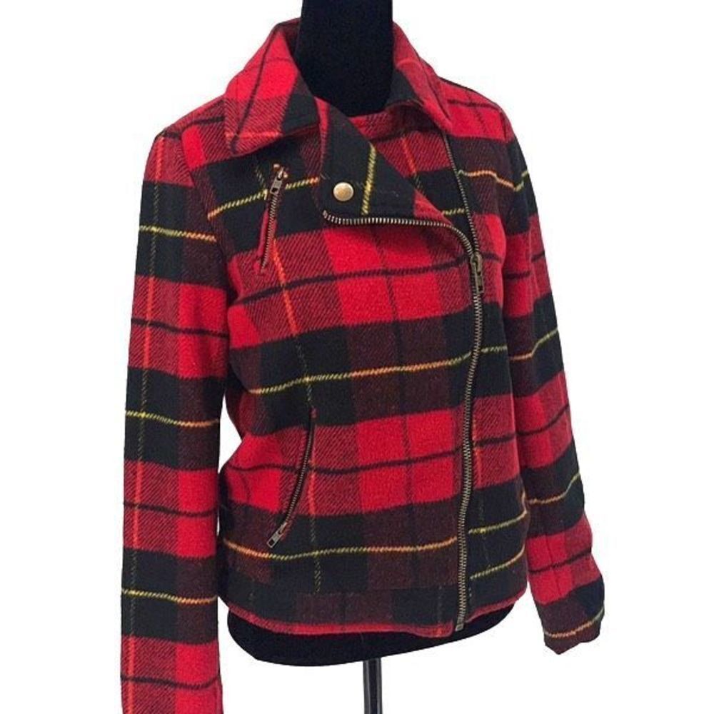 Thread & Supply Moto Jacket Lumberjack Plaid Vintage 1980’s Size‎ Small Red